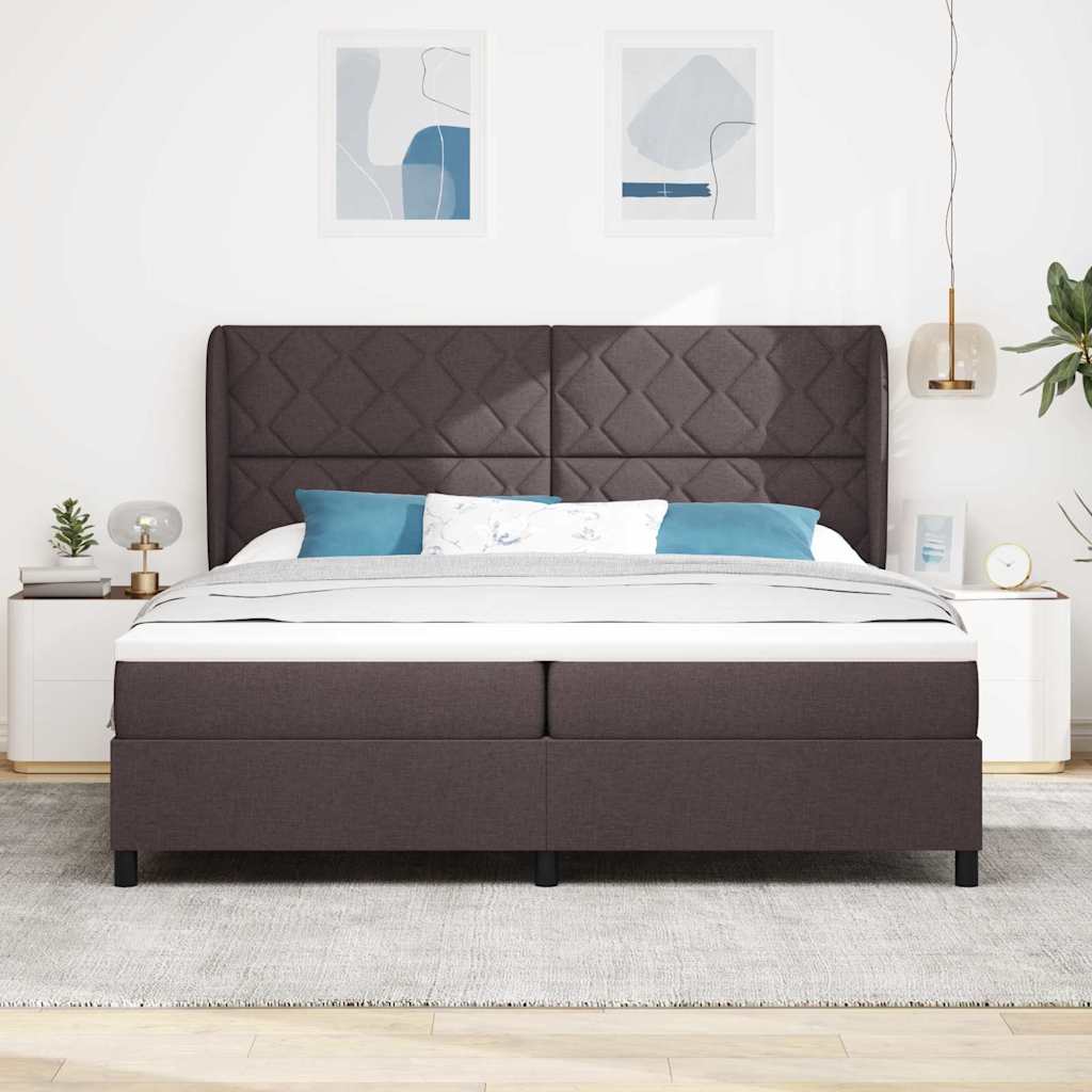 Boxspring bed met matras Donkerbruin 200 x 200 cm Stof is nu te koop bij PeponiXL, paradijselijk wonen!