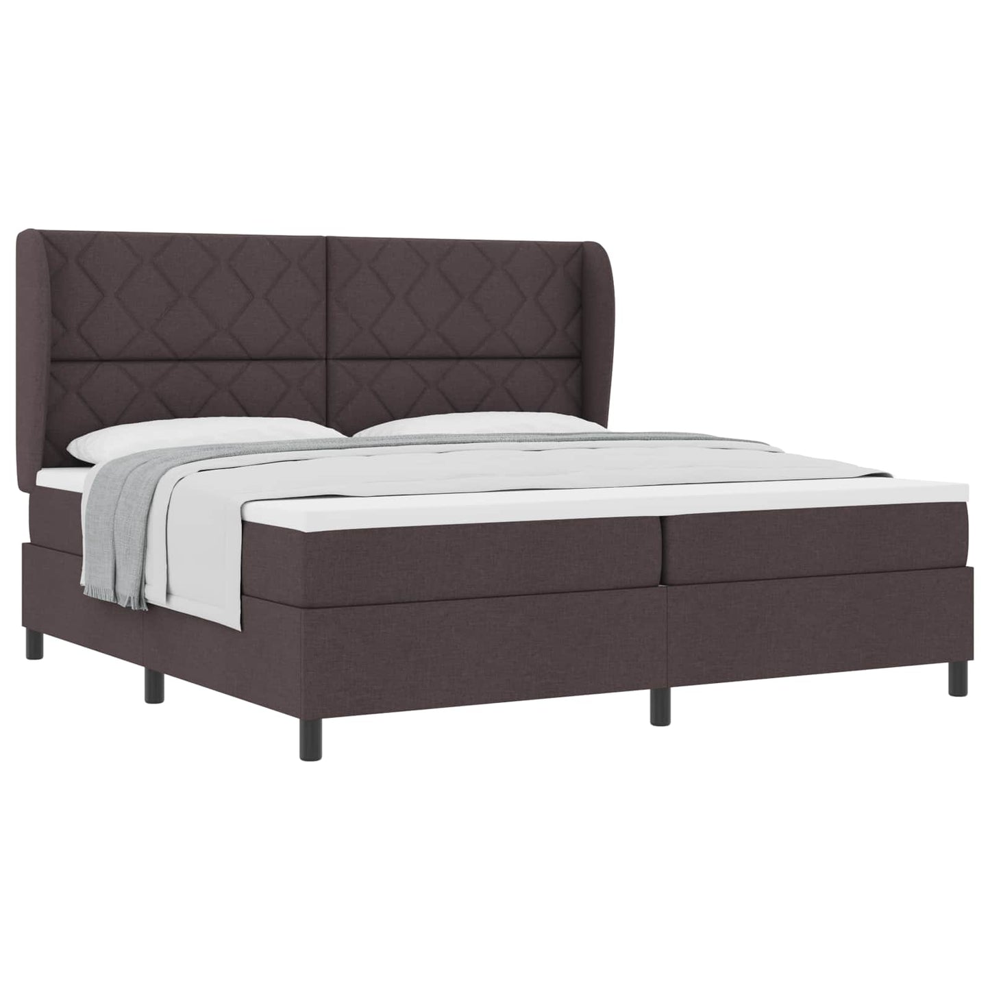 Boxspring bed met matras Donkerbruin 200 x 200 cm Stof is nu te koop bij PeponiXL, paradijselijk wonen!