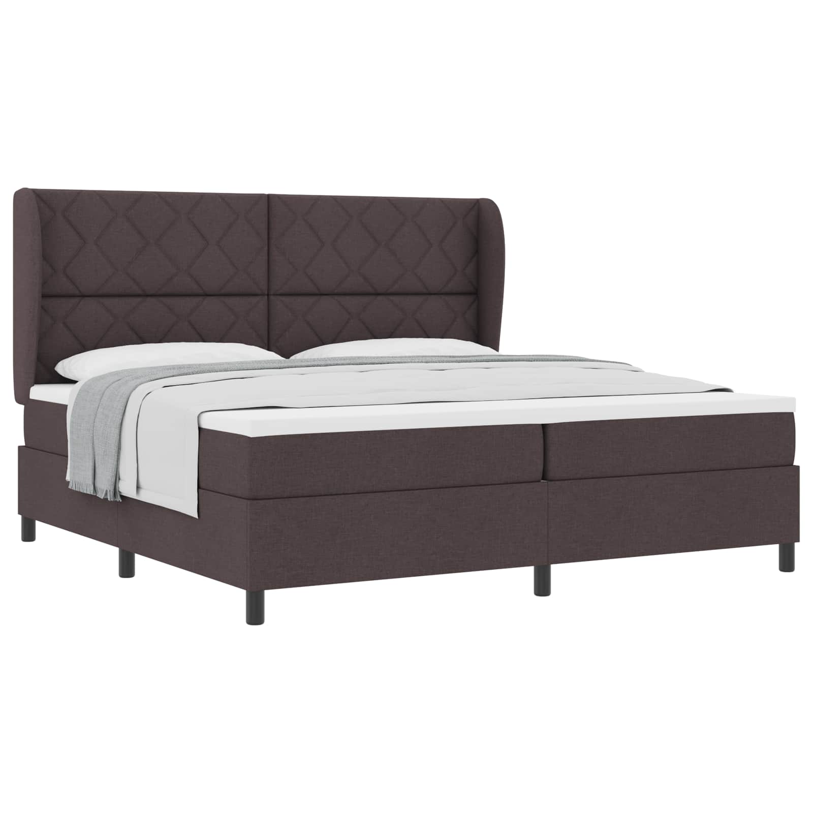 Boxspring bed met matras Donkerbruin 200 x 200 cm Stof is nu te koop bij PeponiXL, paradijselijk wonen!