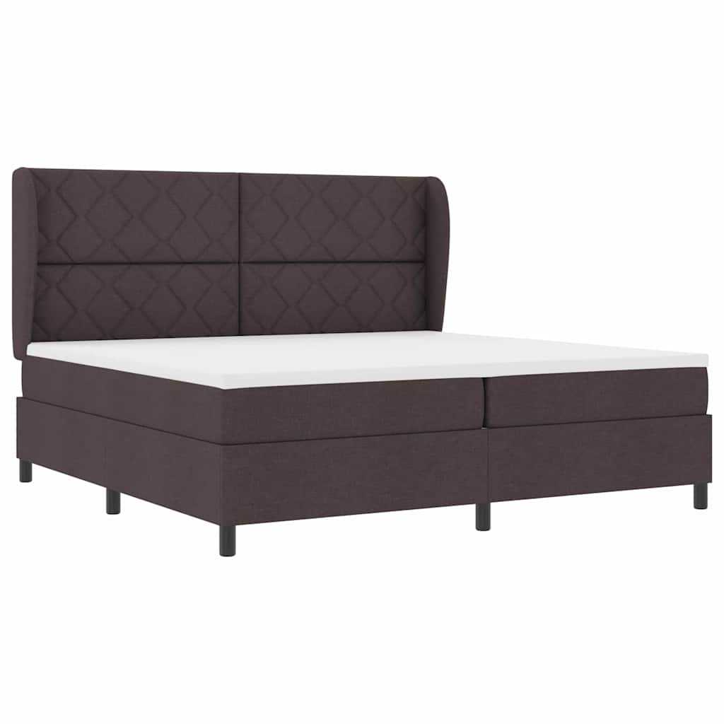 Boxspring bed met matras Donkerbruin 200 x 200 cm Stof is nu te koop bij PeponiXL, paradijselijk wonen!