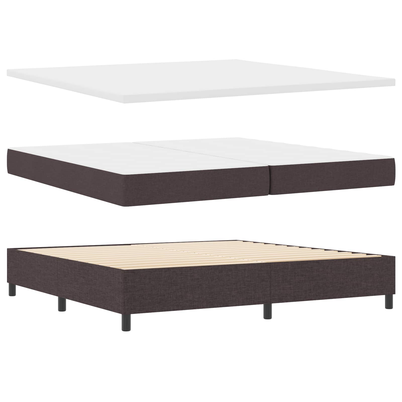 Boxspring bed met matras Donkerbruin 200 x 200 cm Stof is nu te koop bij PeponiXL, paradijselijk wonen!