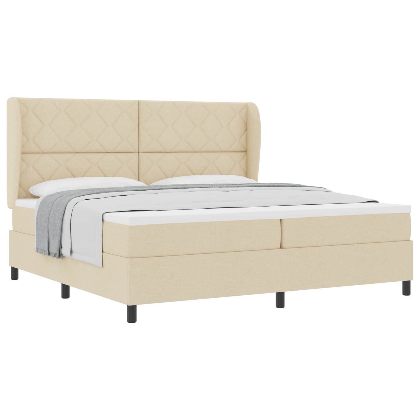 Boxspring bed met matras met hoofdeinde Crème 200 x 200 cm Stof is nu te koop bij PeponiXL, paradijselijk wonen!