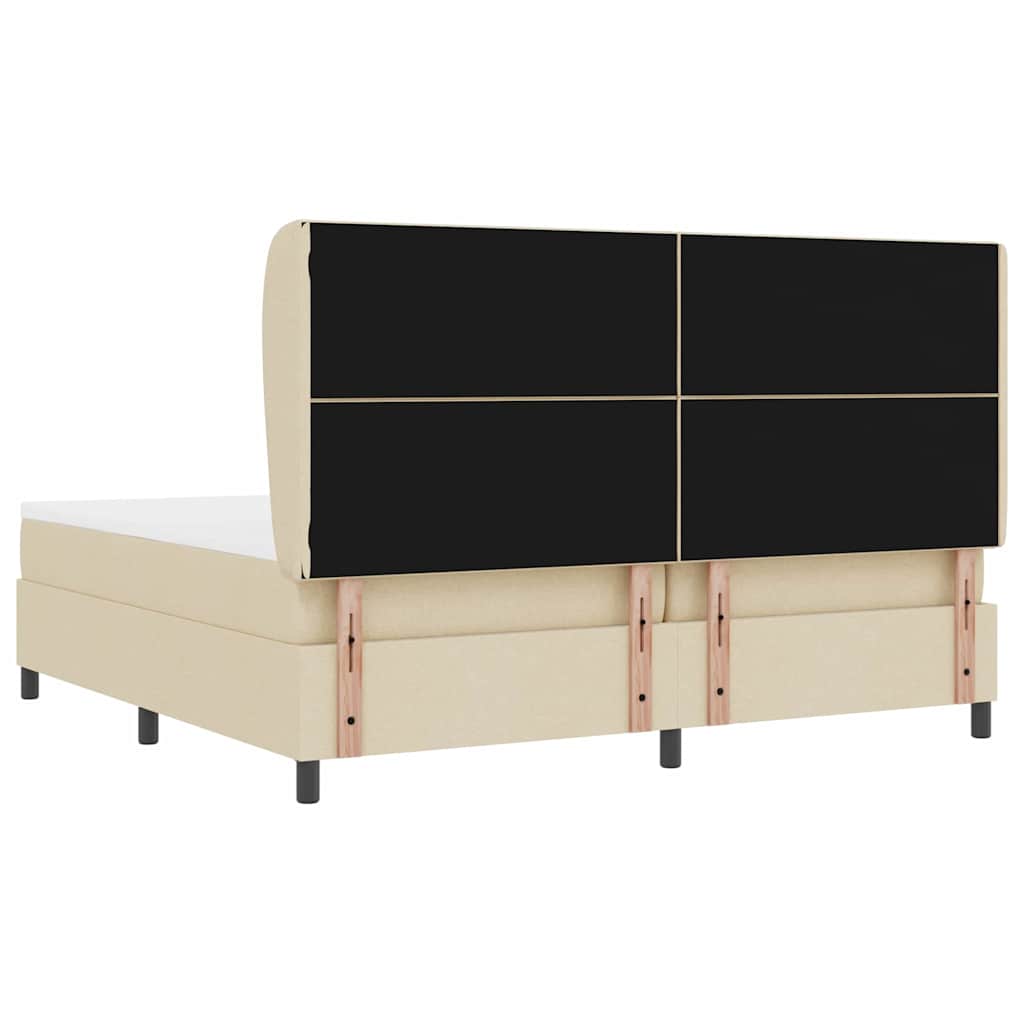 Boxspring bed met matras met hoofdeinde Crème 200 x 200 cm Stof is nu te koop bij PeponiXL, paradijselijk wonen!