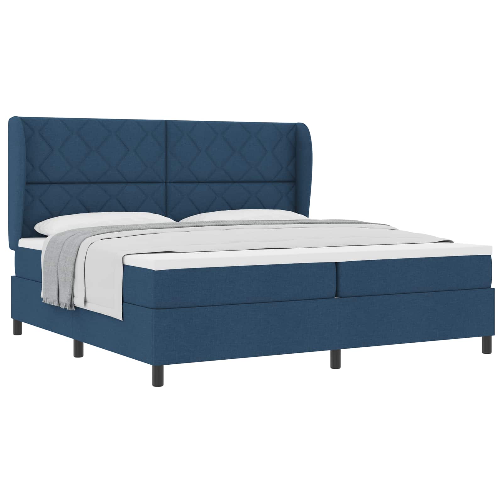 Boxspring bed met matras met hoofdeinde Blauw 200 x 200 cm Stof is nu te koop bij PeponiXL, paradijselijk wonen!