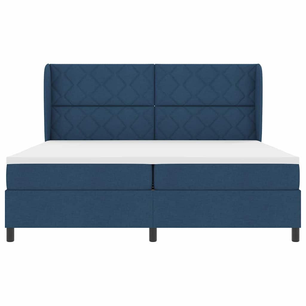Boxspring bed met matras met hoofdeinde Blauw 200 x 200 cm Stof is nu te koop bij PeponiXL, paradijselijk wonen!