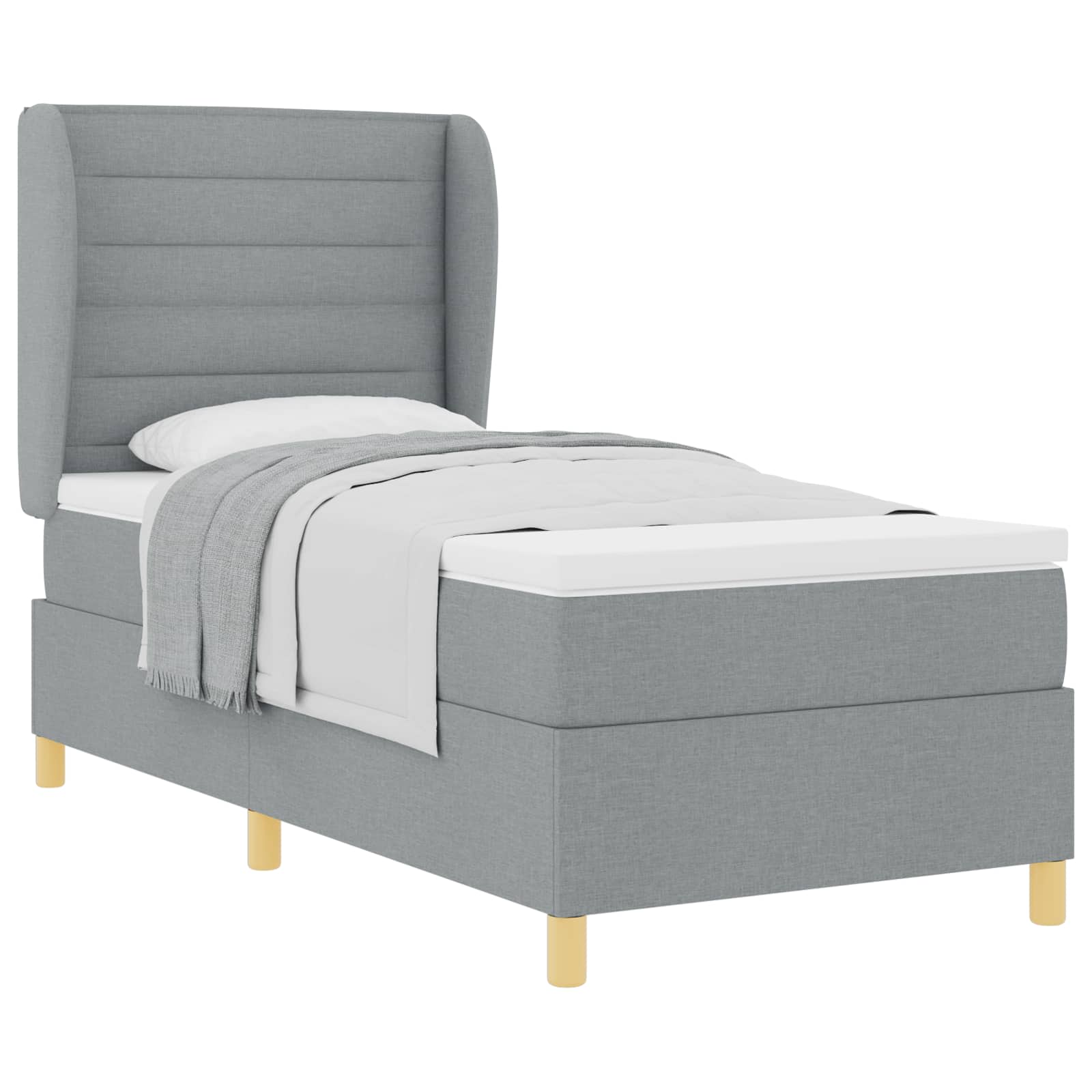Boxspringbed met matras Lichtgrijs 200 x 80 cm Stof is nu te koop bij PeponiXL, paradijselijk wonen!