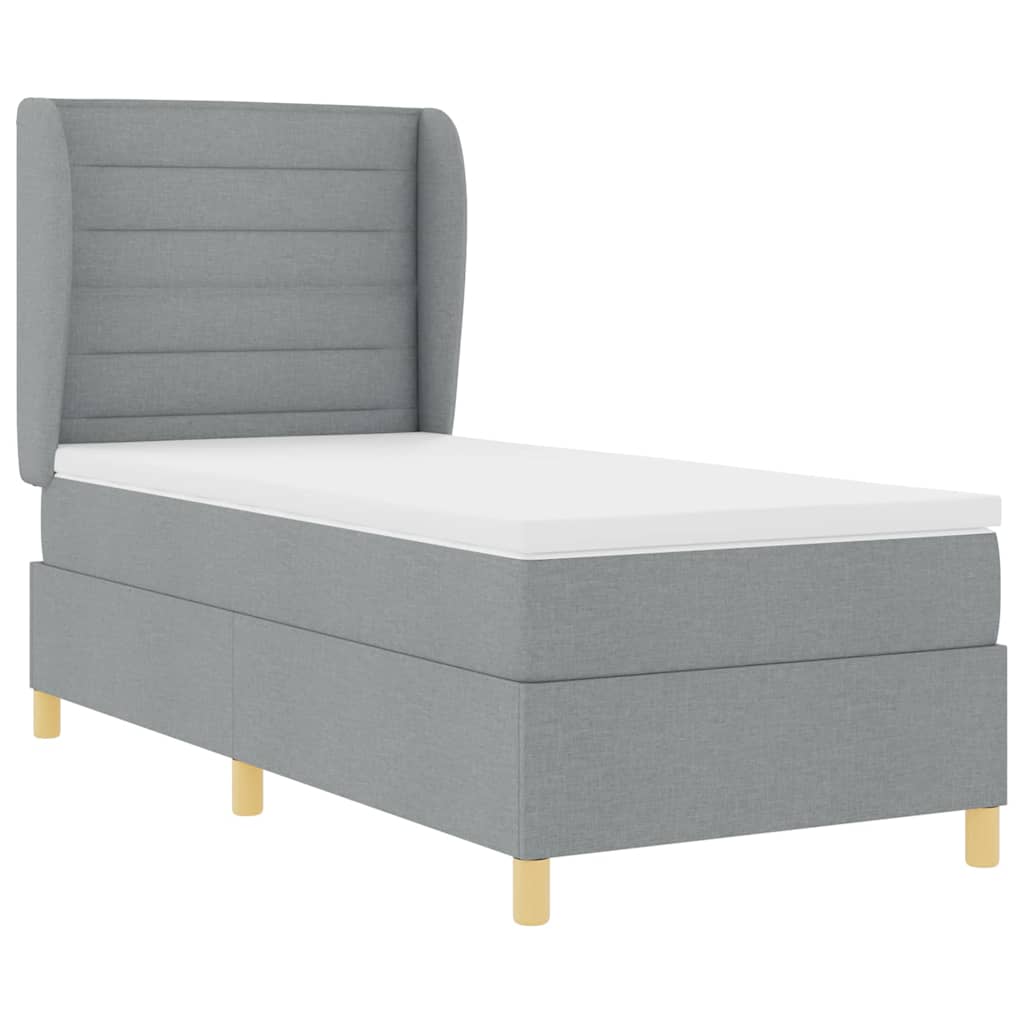 Boxspringbed met matras Lichtgrijs 190 x 90 cm Stof is nu te koop bij PeponiXL, paradijselijk wonen!