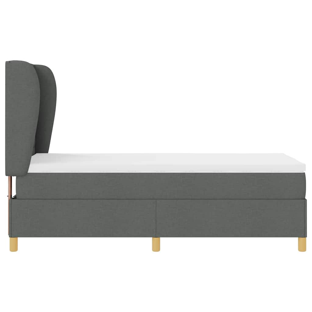 Boxspringbed met matras Donkergrijs 190 x 90 cm Stof is nu te koop bij PeponiXL, paradijselijk wonen!