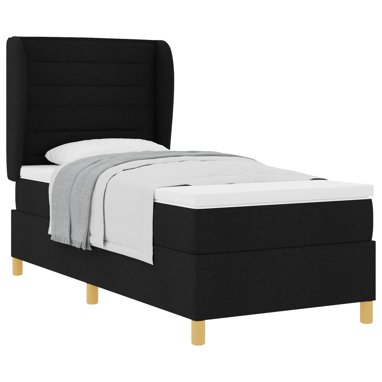 Boxspringbed met matras met hoofdeinde Zwart 190 x 90 cm Stof is nu te koop bij PeponiXL, paradijselijk wonen!