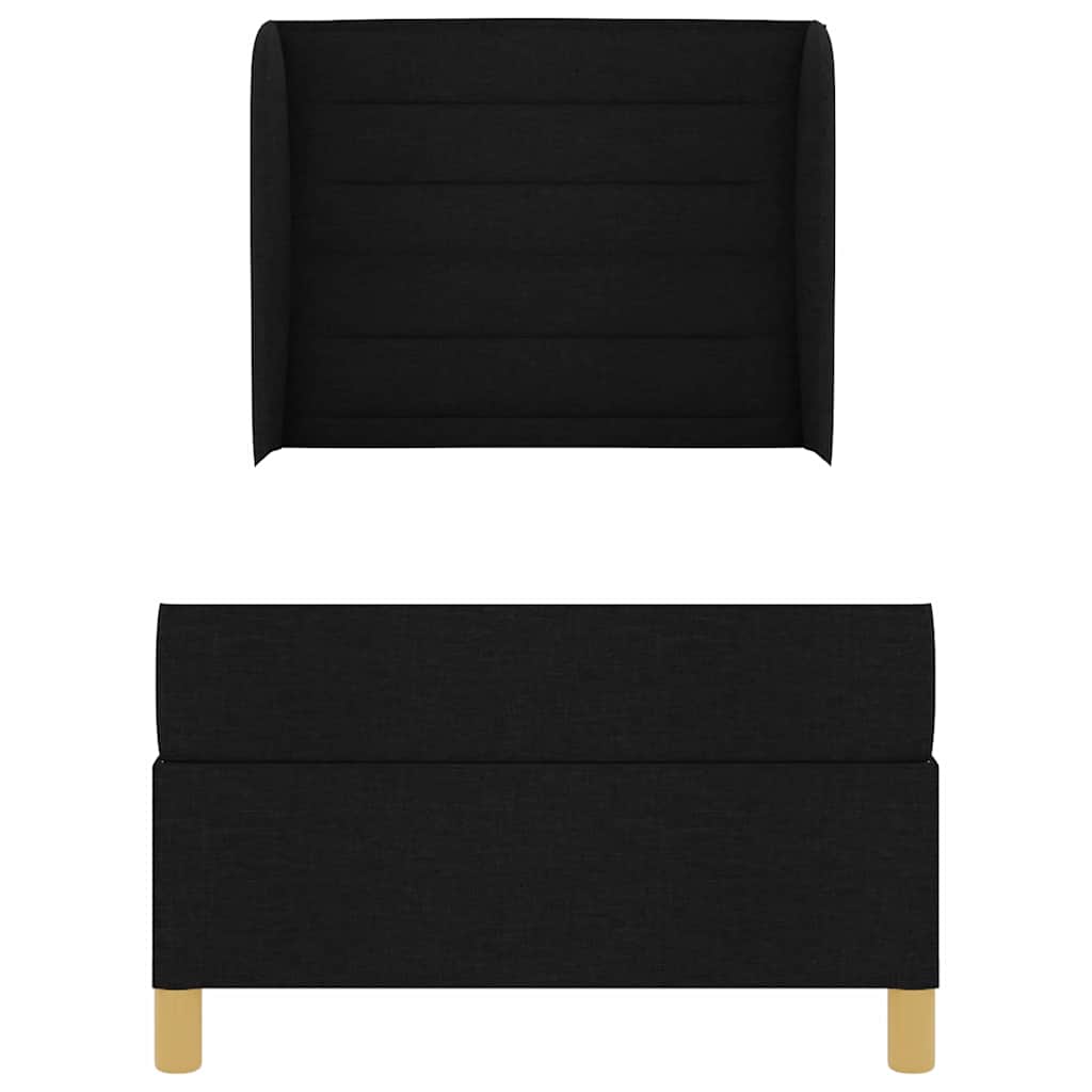 Boxspringbed met matras met hoofdeinde Zwart 190 x 90 cm Stof is nu te koop bij PeponiXL, paradijselijk wonen!