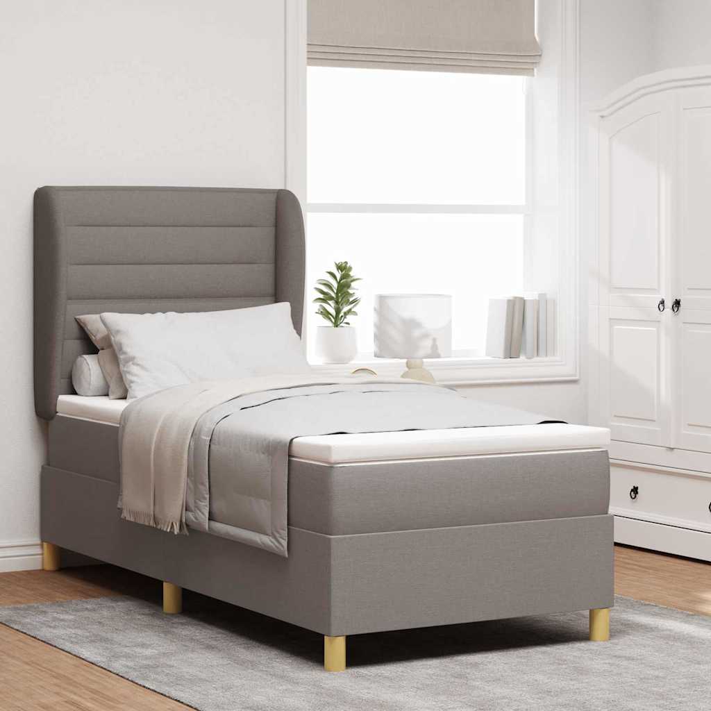 Boxspringbed met matras met hoofdeinde Taupe 190 x 90 cm Stof is nu te koop bij PeponiXL, paradijselijk wonen!