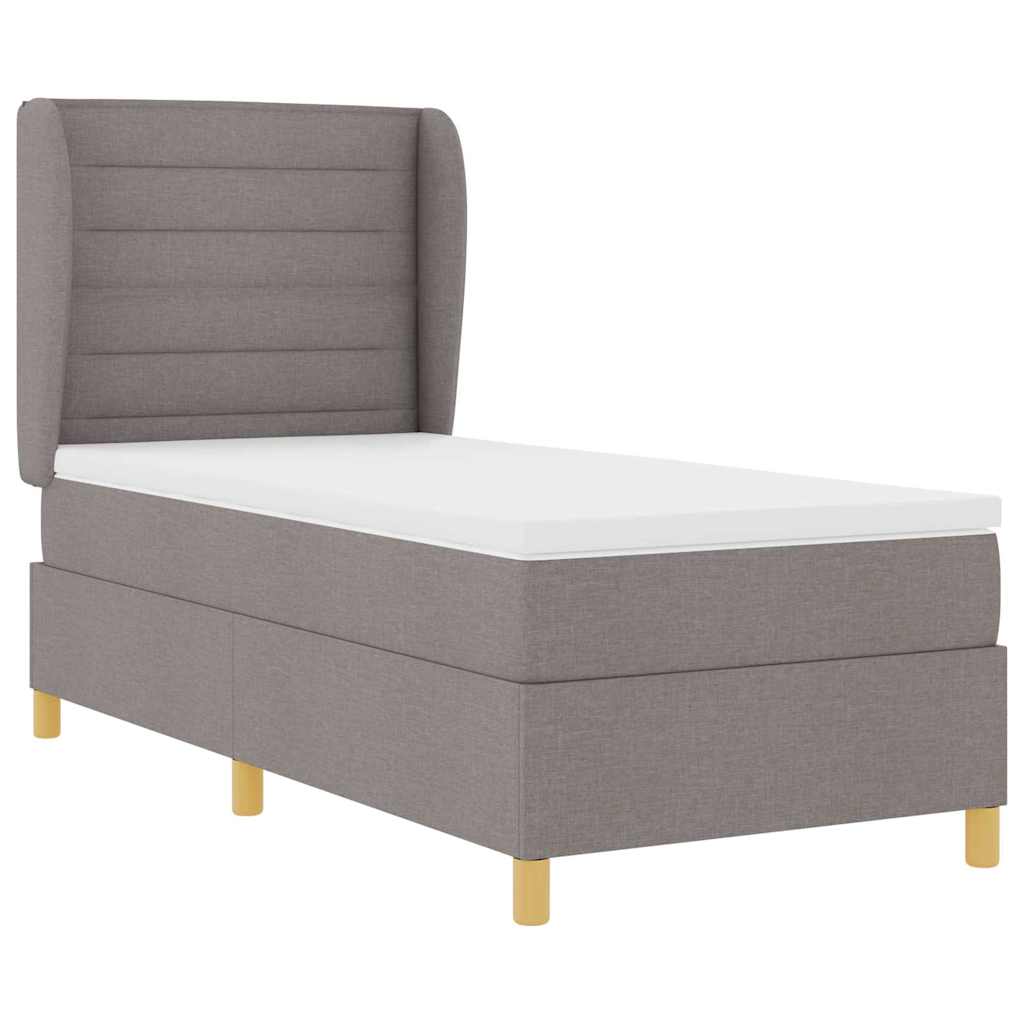 Boxspringbed met matras met hoofdeinde Taupe 190 x 90 cm Stof is nu te koop bij PeponiXL, paradijselijk wonen!