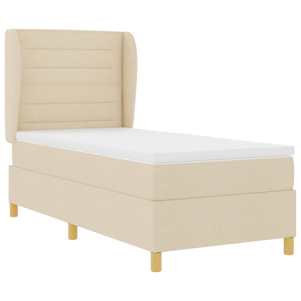 Boxspringbed met matras met hoofdeinde Crème 190 x 90 cm Stof is nu te koop bij PeponiXL, paradijselijk wonen!