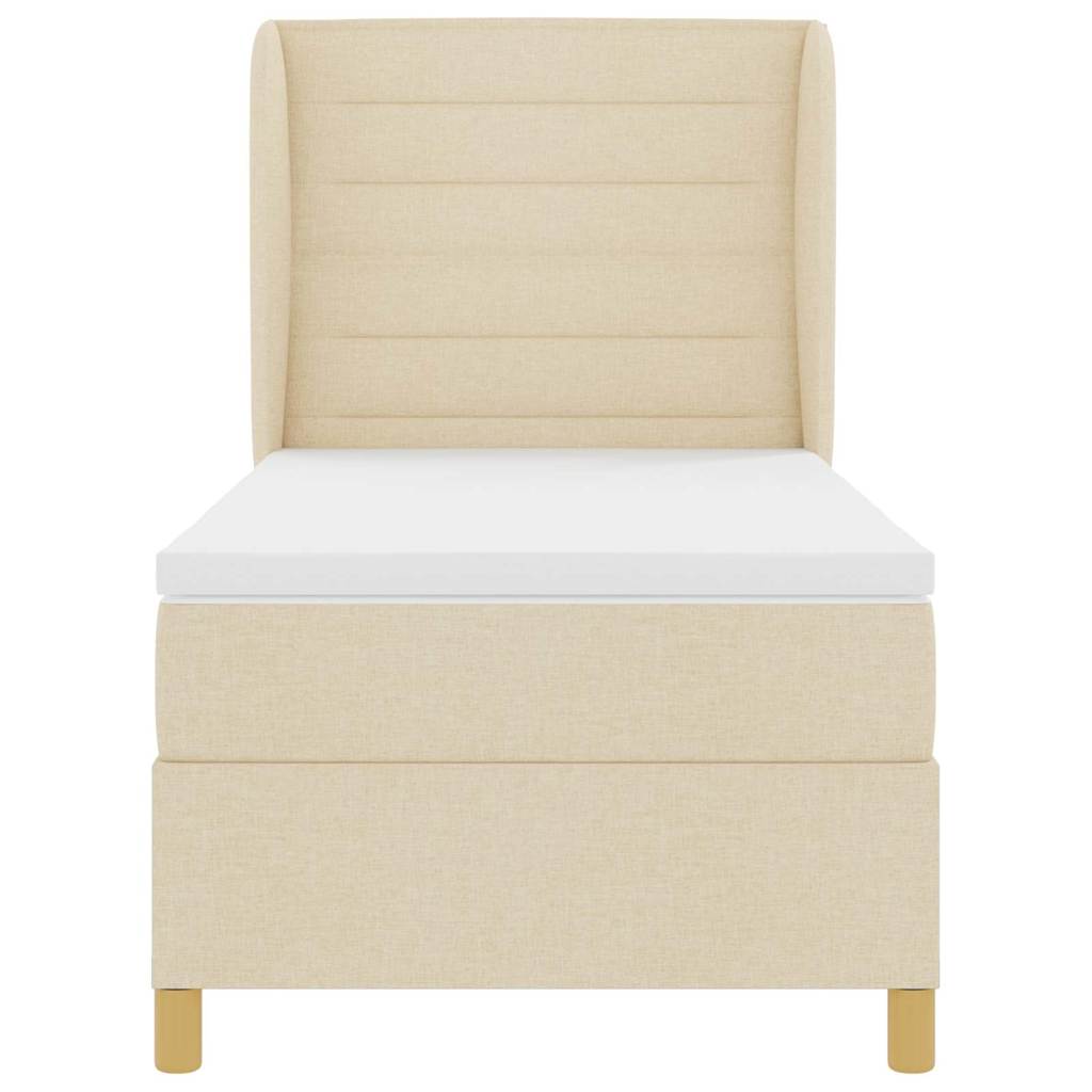 Boxspringbed met matras met hoofdeinde Crème 190 x 90 cm Stof is nu te koop bij PeponiXL, paradijselijk wonen!