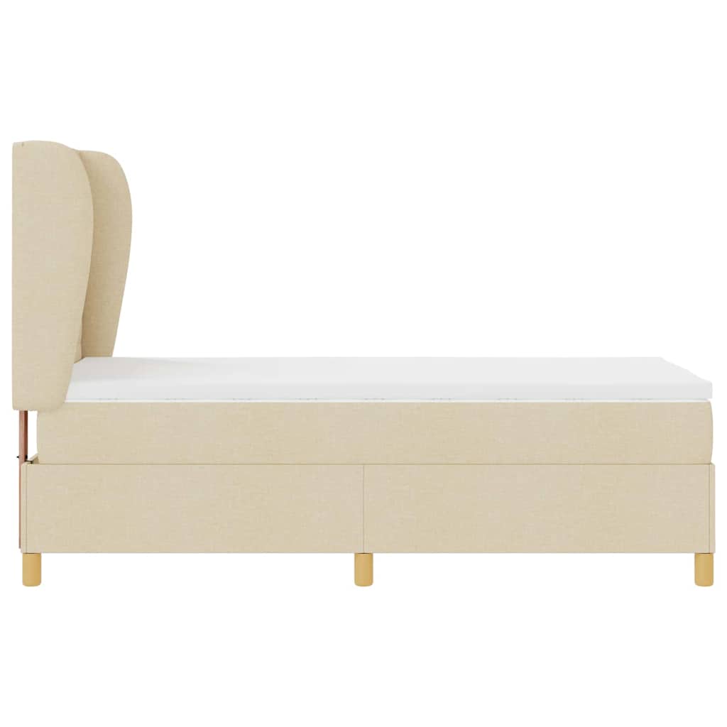 Boxspringbed met matras met hoofdeinde Crème 190 x 90 cm Stof is nu te koop bij PeponiXL, paradijselijk wonen!