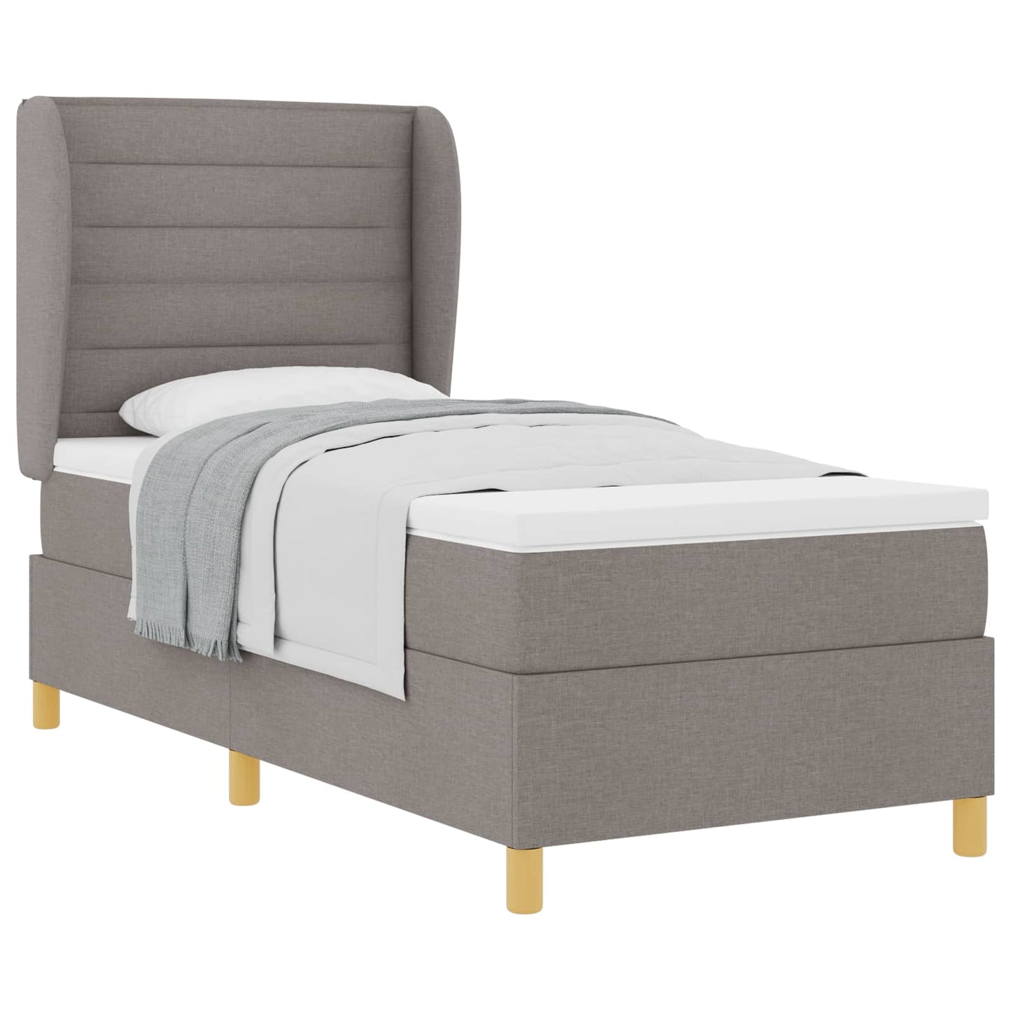 Boxspringbed met matras met hoofdeinde Taupe 200 x 90 cm Stof is nu te koop bij PeponiXL, paradijselijk wonen!