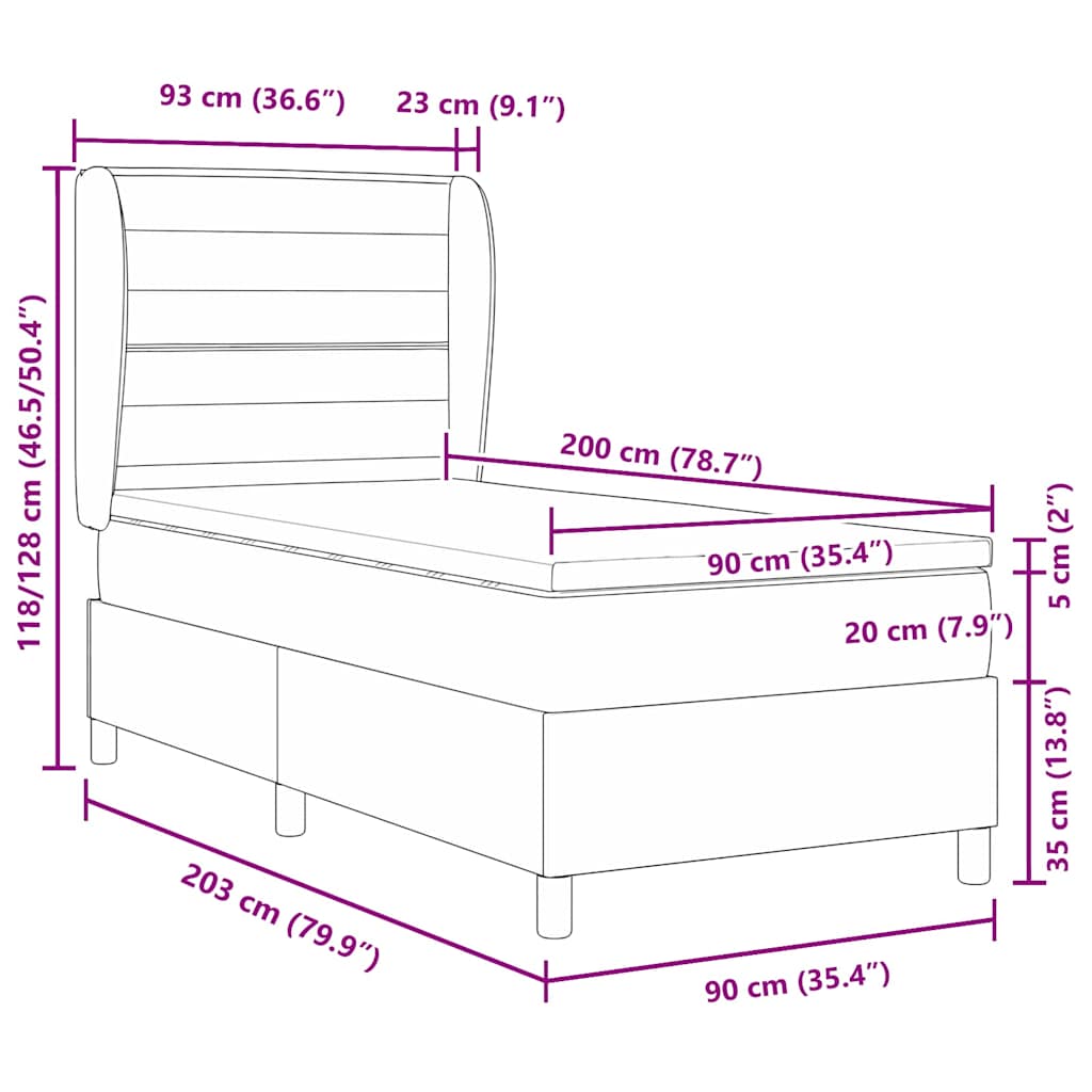 Boxspringbed met matras met hoofdeinde Blauw 200 x 90 cm Stof is nu te koop bij PeponiXL, paradijselijk wonen!