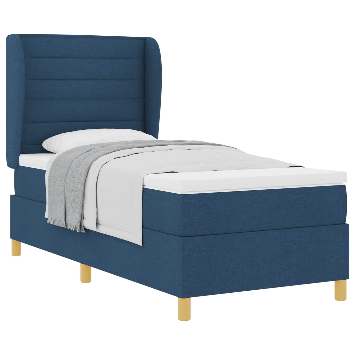 Boxspringbed met matras met hoofdeinde Blauw 200 x 100 cm Stof is nu te koop bij PeponiXL, paradijselijk wonen!