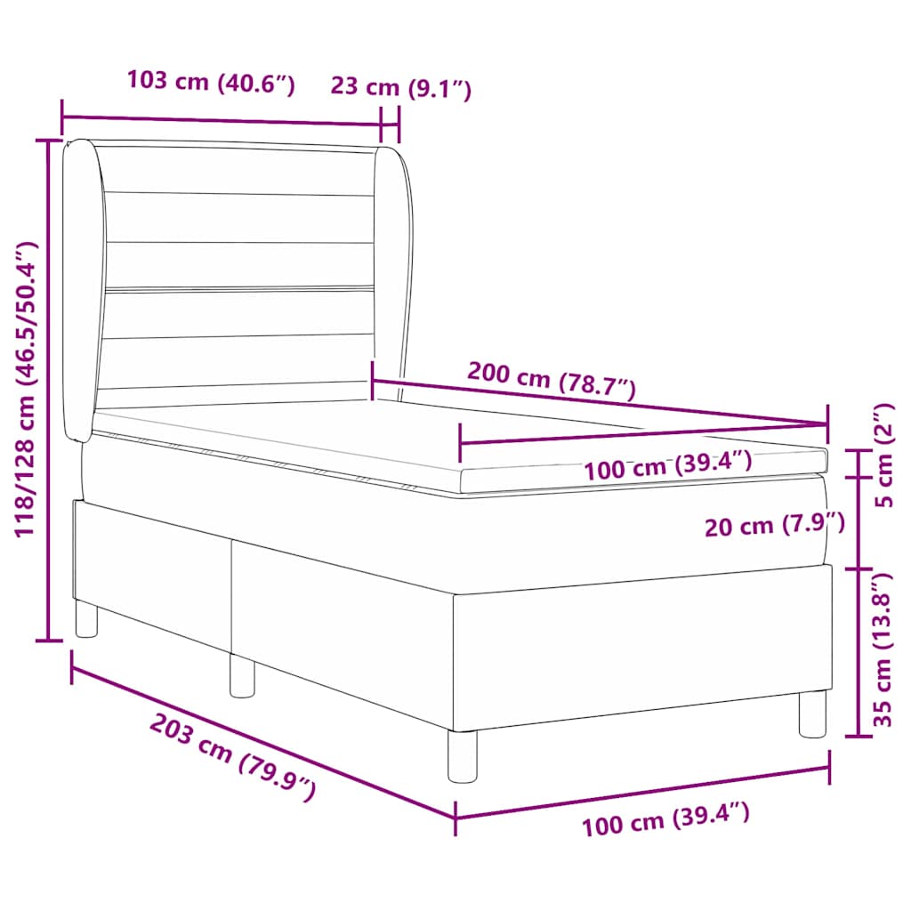 Boxspringbed met matras met hoofdeinde Blauw 200 x 100 cm Stof is nu te koop bij PeponiXL, paradijselijk wonen!