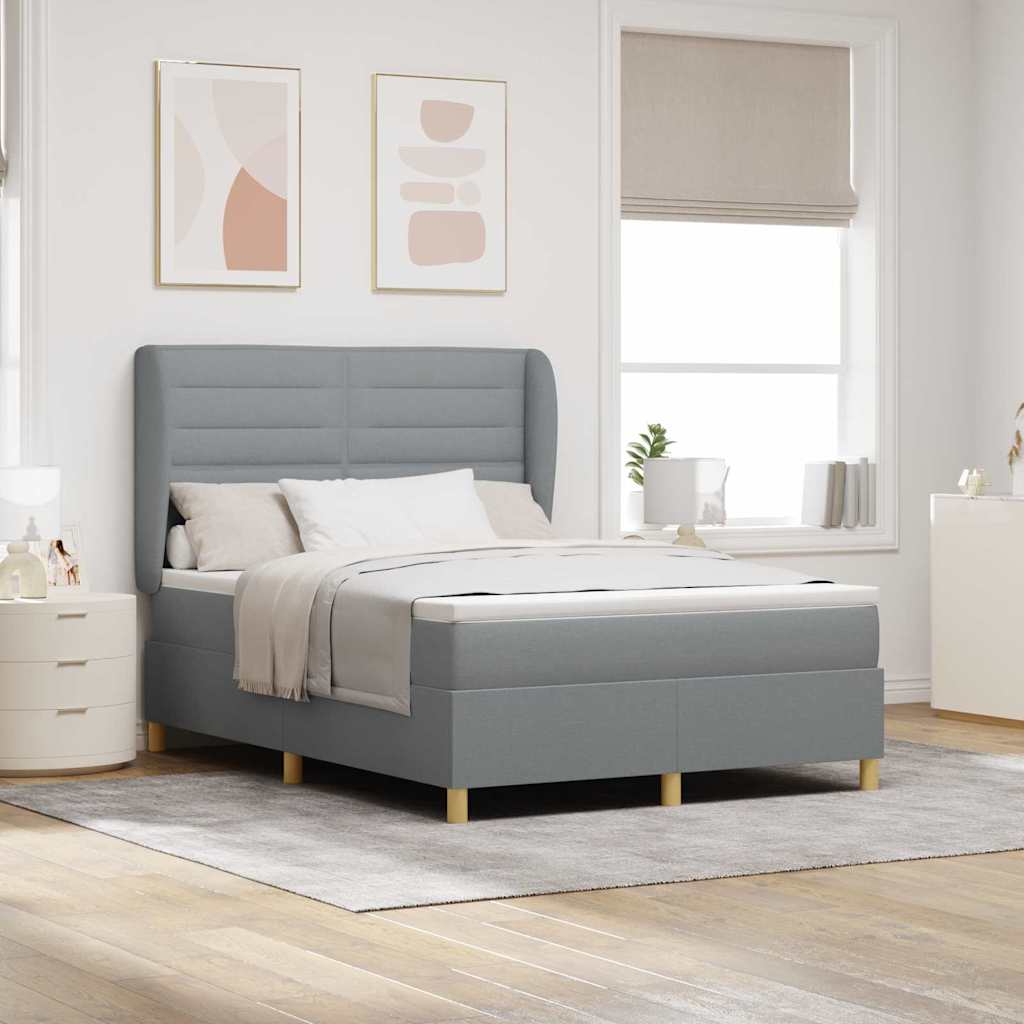 Boxspringbed met matras Lichtgrijs 190 x 140 cm Stof is nu te koop bij PeponiXL, paradijselijk wonen!