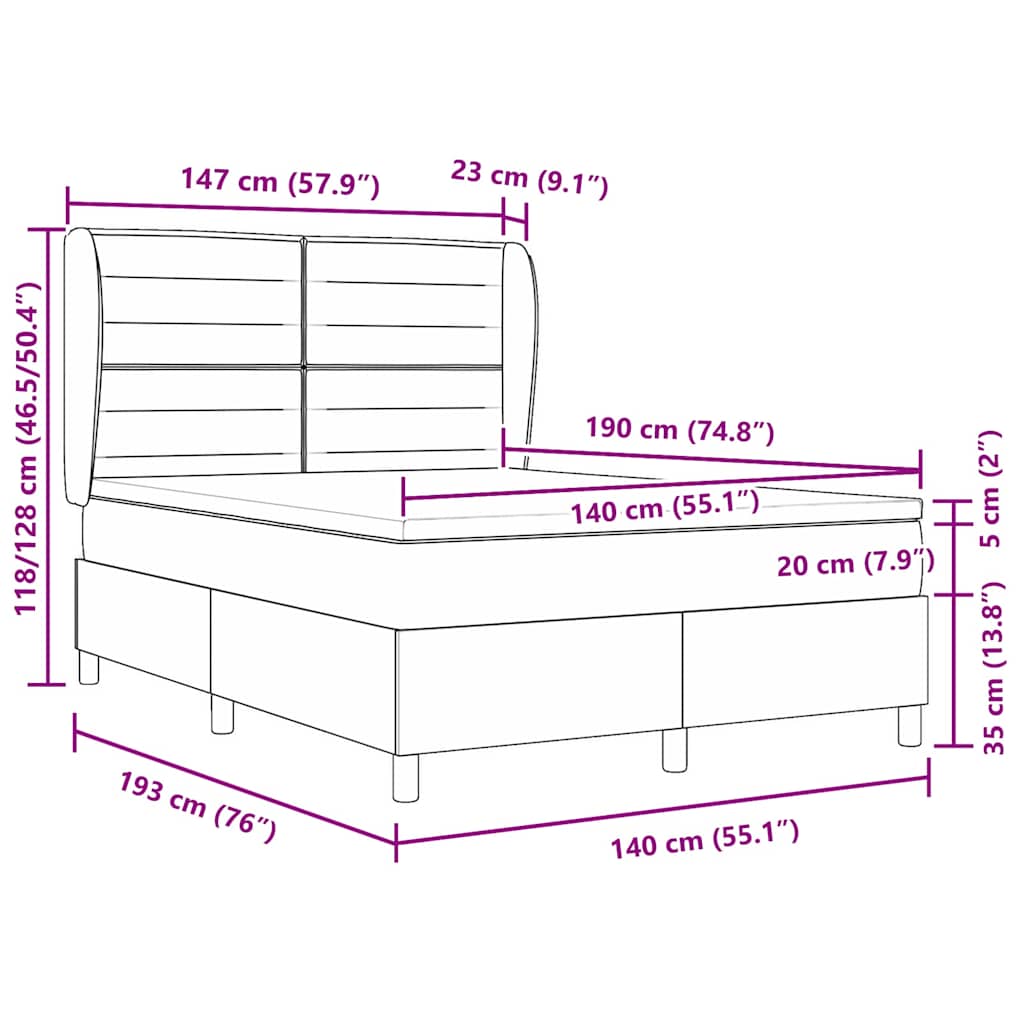 Boxspringbed met matras Lichtgrijs 190 x 140 cm Stof is nu te koop bij PeponiXL, paradijselijk wonen!