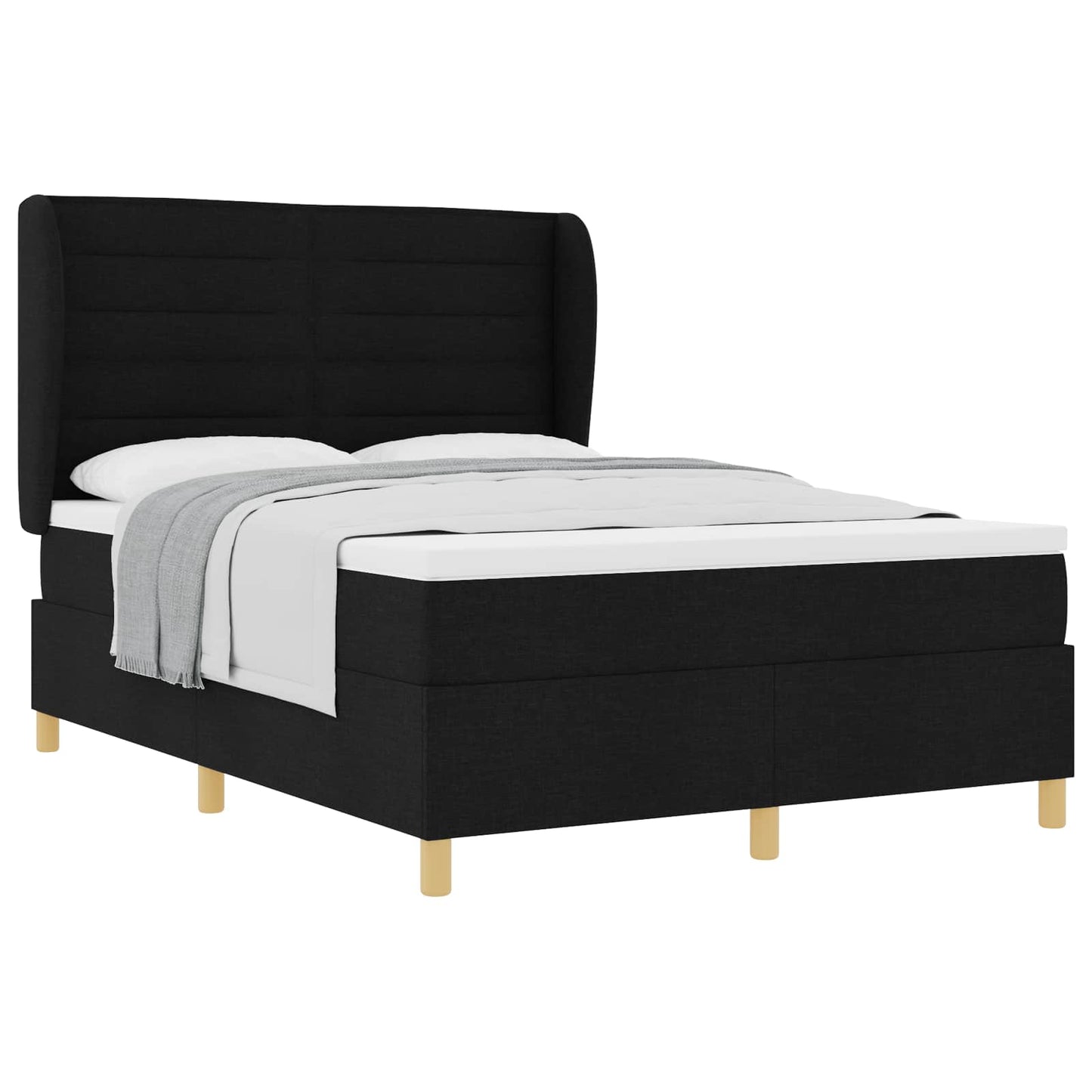 Boxspringbed met matras met hoofdeinde Zwart 190 x 140 cm Stof is nu te koop bij PeponiXL, paradijselijk wonen!