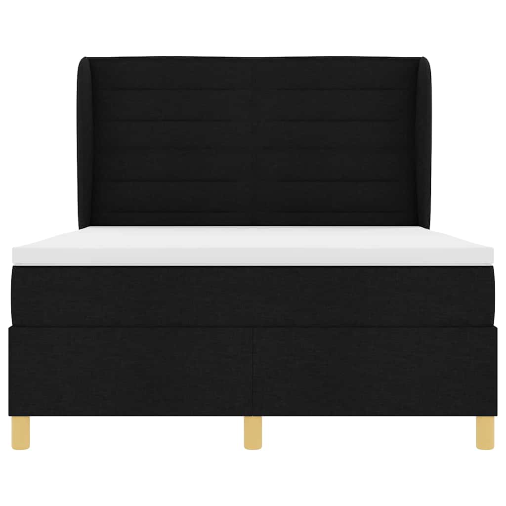 Boxspringbed met matras met hoofdeinde Zwart 190 x 140 cm Stof is nu te koop bij PeponiXL, paradijselijk wonen!