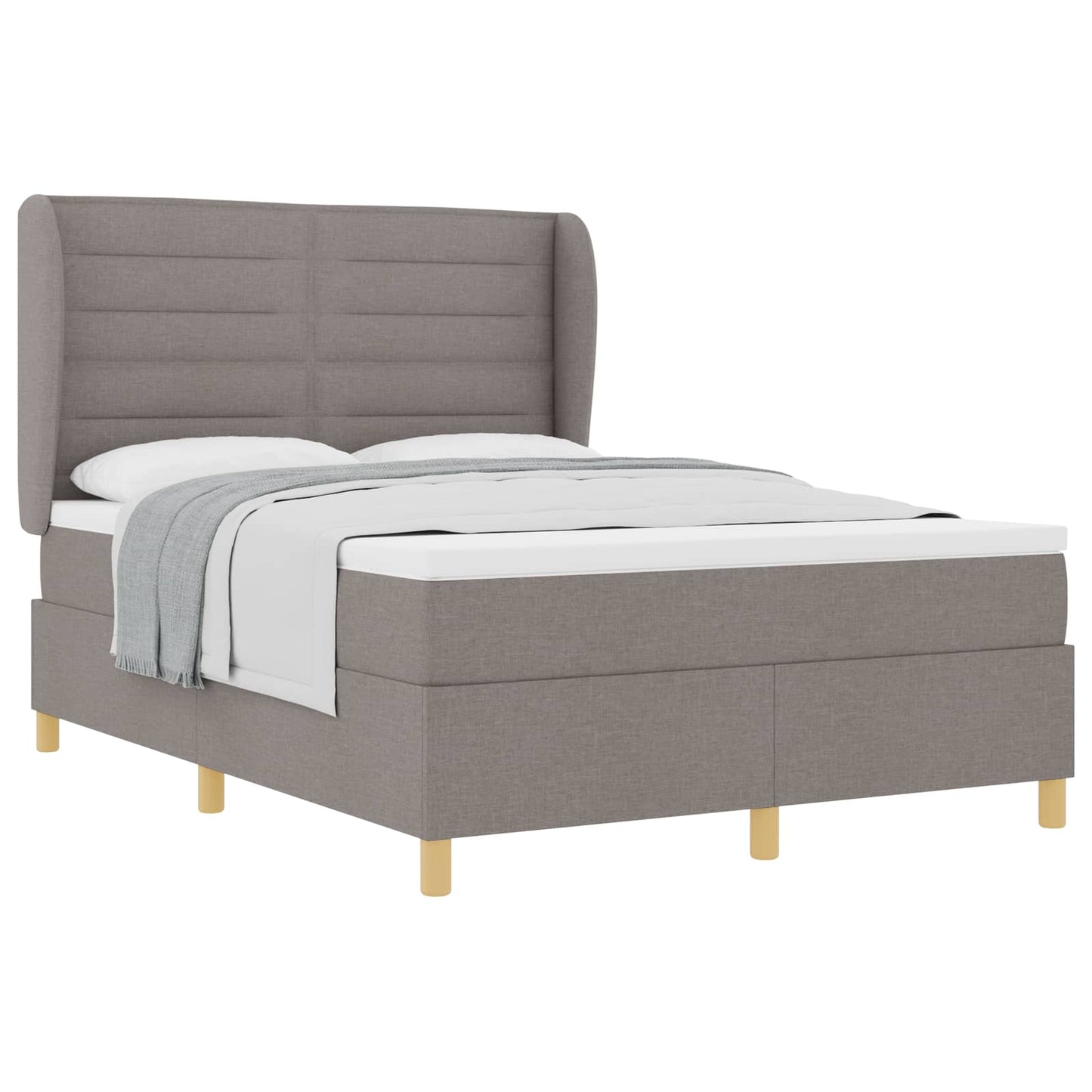 Boxspringbed met matras met hoofdeinde Taupe 190 x 140 cm Stof is nu te koop bij PeponiXL, paradijselijk wonen!