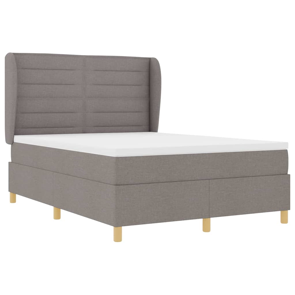 Boxspringbed met matras met hoofdeinde Taupe 190 x 140 cm Stof is nu te koop bij PeponiXL, paradijselijk wonen!