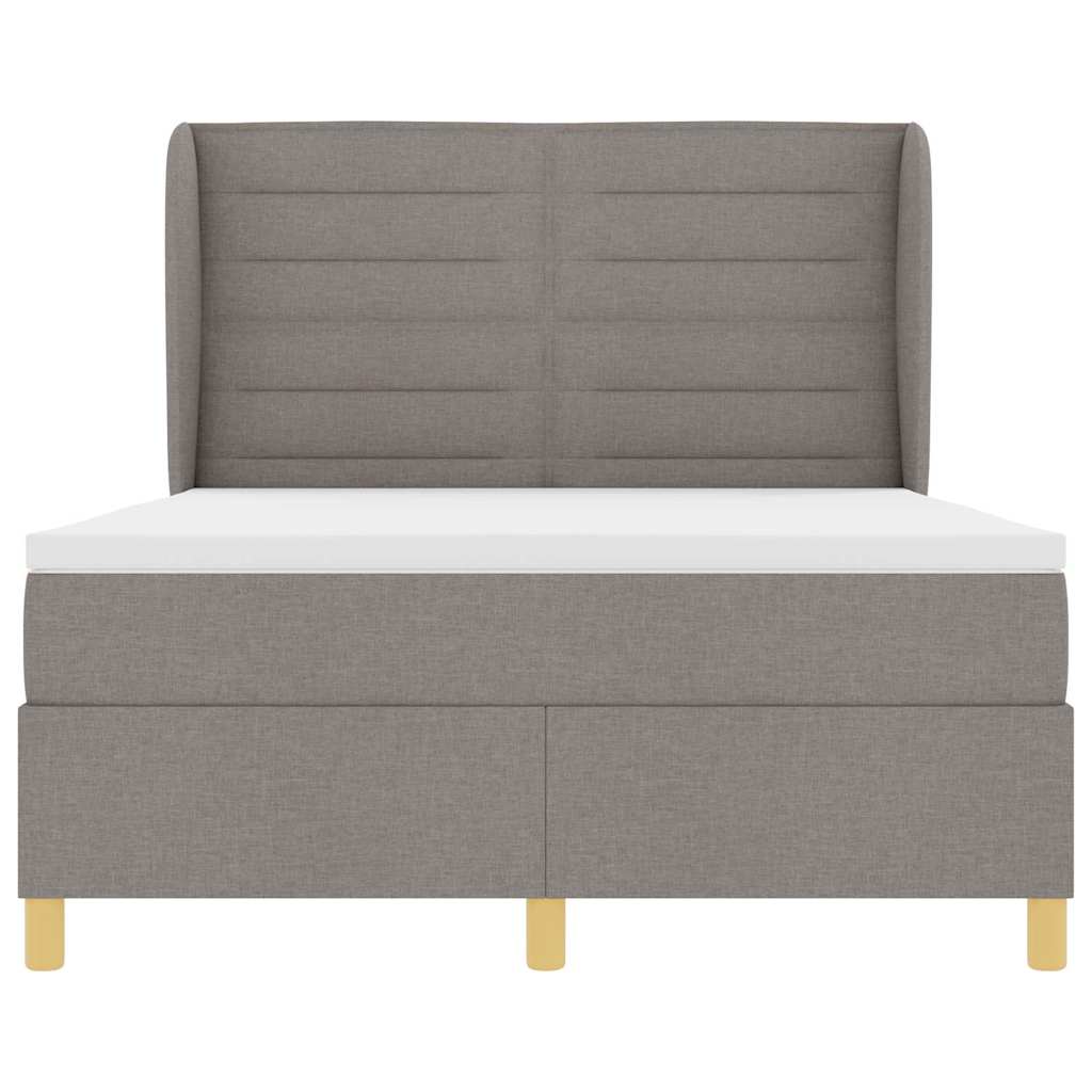 Boxspringbed met matras met hoofdeinde Taupe 190 x 140 cm Stof is nu te koop bij PeponiXL, paradijselijk wonen!