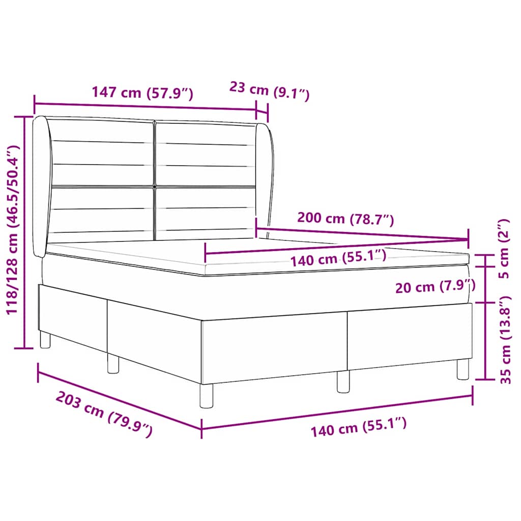Boxspringbed met matras met hoofdeinde Zwart 200 x 140 cm Stof is nu te koop bij PeponiXL, paradijselijk wonen!