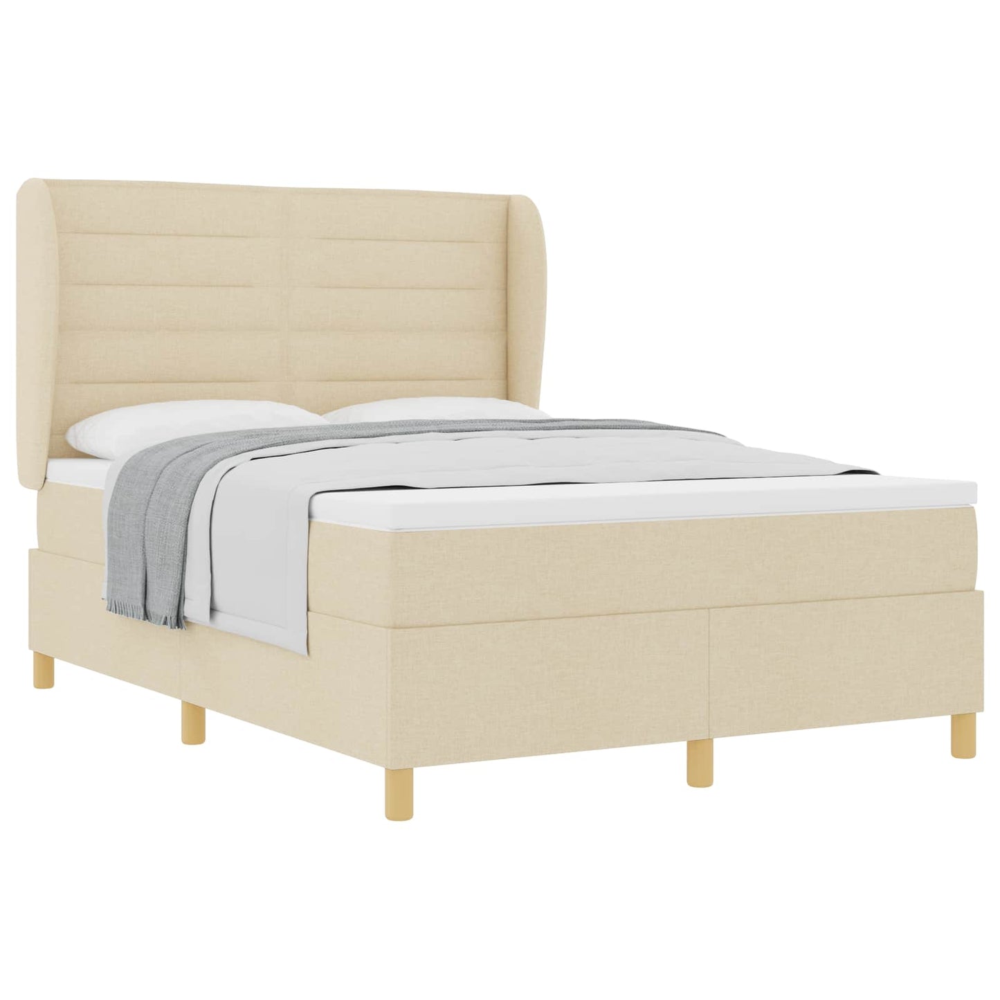 Boxspringbed met matras met hoofdeinde Crème 200 x 140 cm Stof
