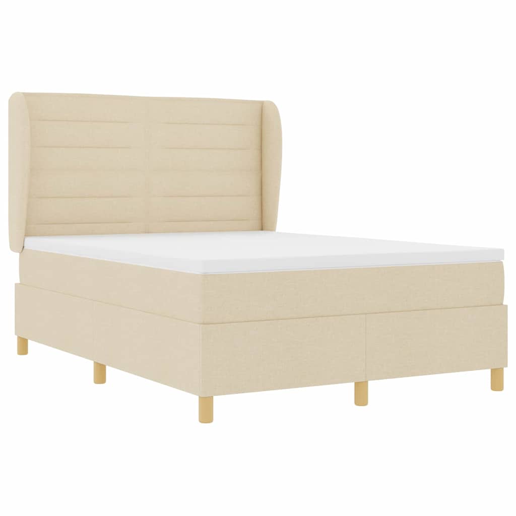 Boxspringbed met matras met hoofdeinde Crème 200 x 140 cm Stof