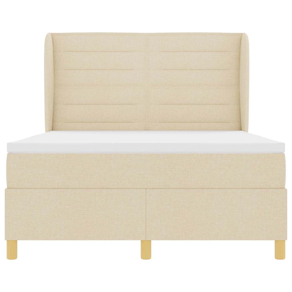 Boxspringbed met matras met hoofdeinde Crème 200 x 140 cm Stof