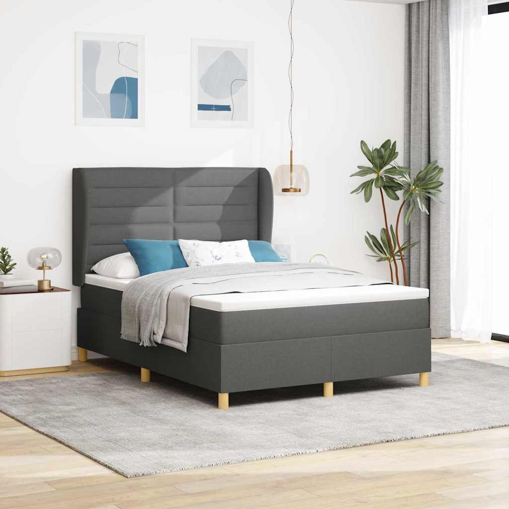 Boxspringbed met matras Donkergrijs 200 x 160 cm Stof is nu te koop bij PeponiXL, paradijselijk wonen!
