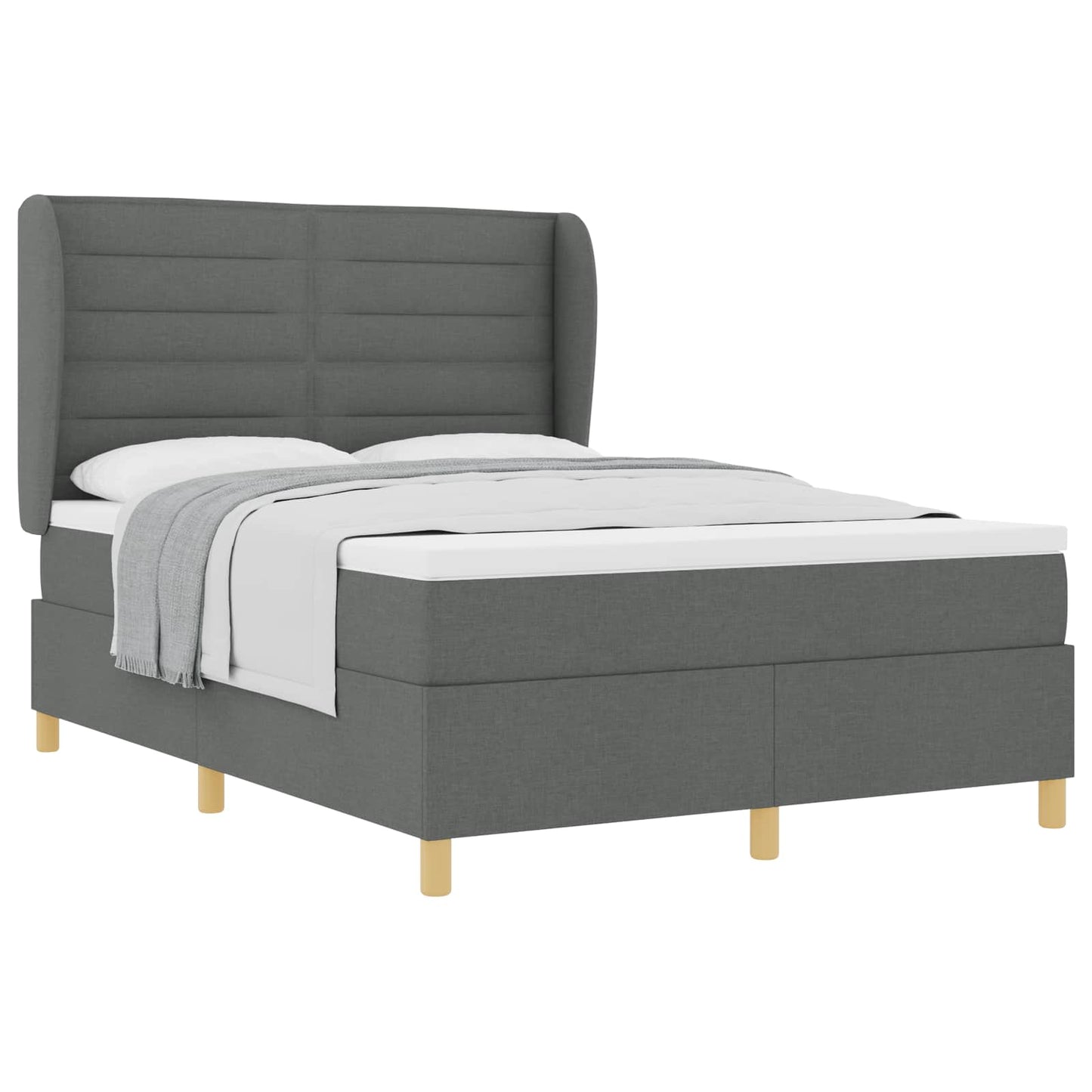 Boxspringbed met matras Donkergrijs 200 x 160 cm Stof is nu te koop bij PeponiXL, paradijselijk wonen!