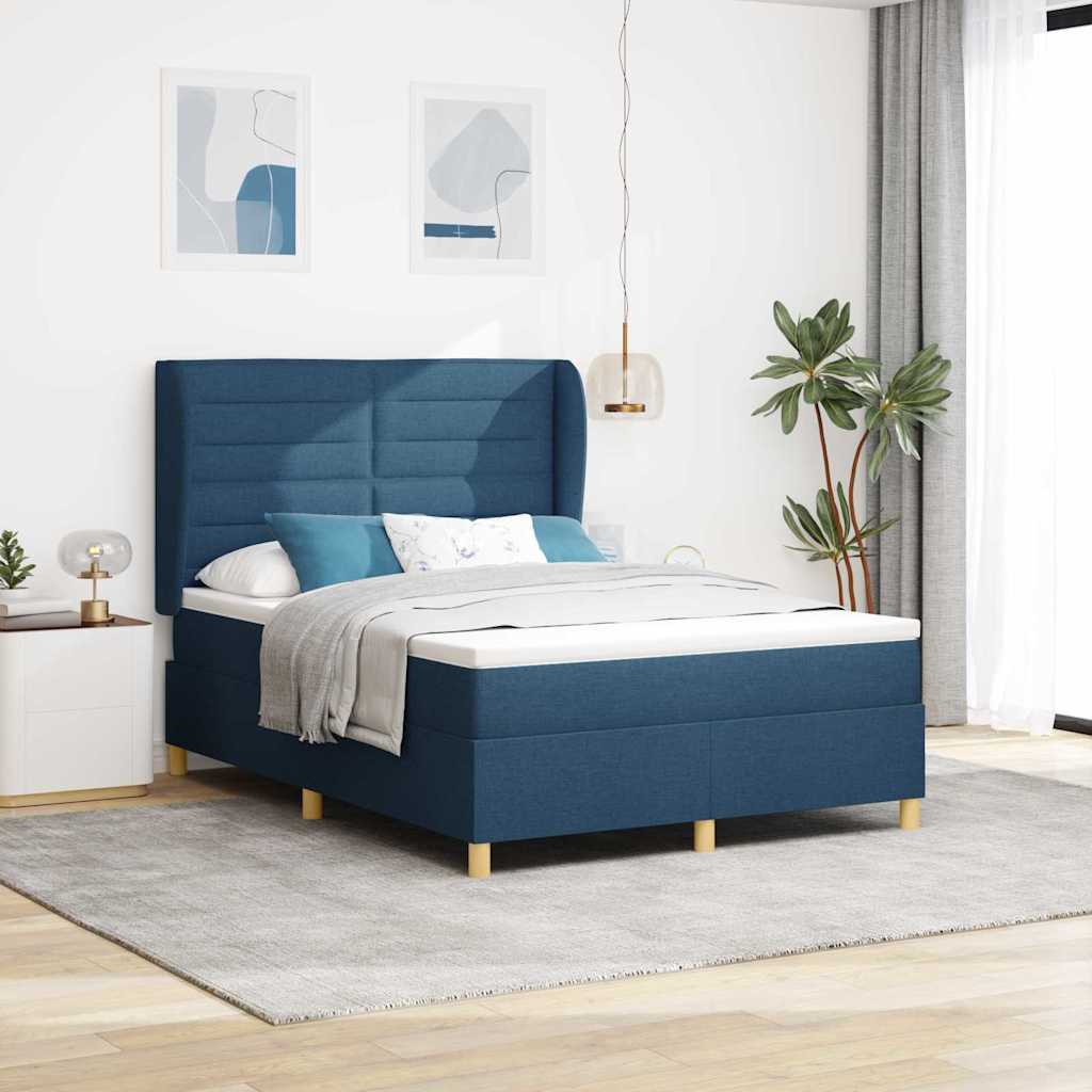 Boxspringbed met matras met hoofdeinde Blauw 200 x 160 cm Stof is nu te koop bij PeponiXL, paradijselijk wonen!