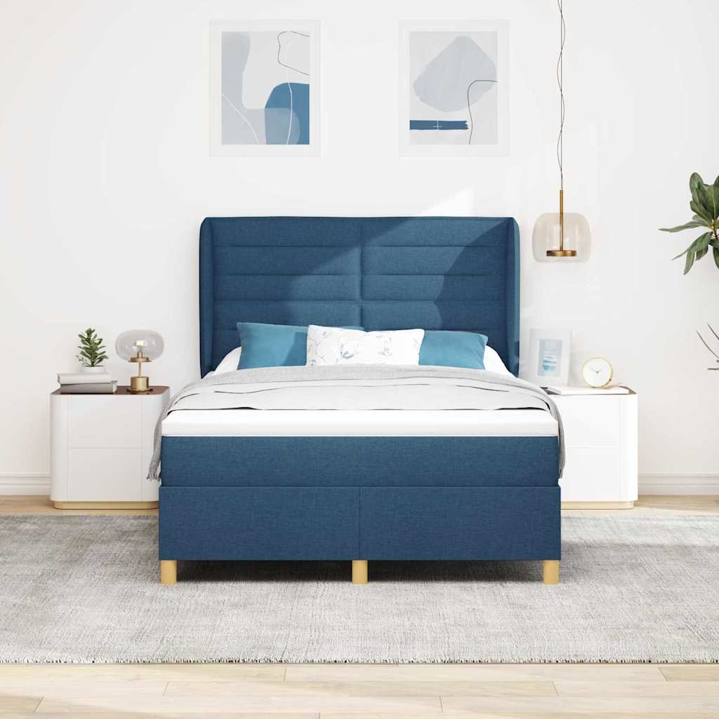 Boxspringbed met matras met hoofdeinde Blauw 200 x 160 cm Stof is nu te koop bij PeponiXL, paradijselijk wonen!
