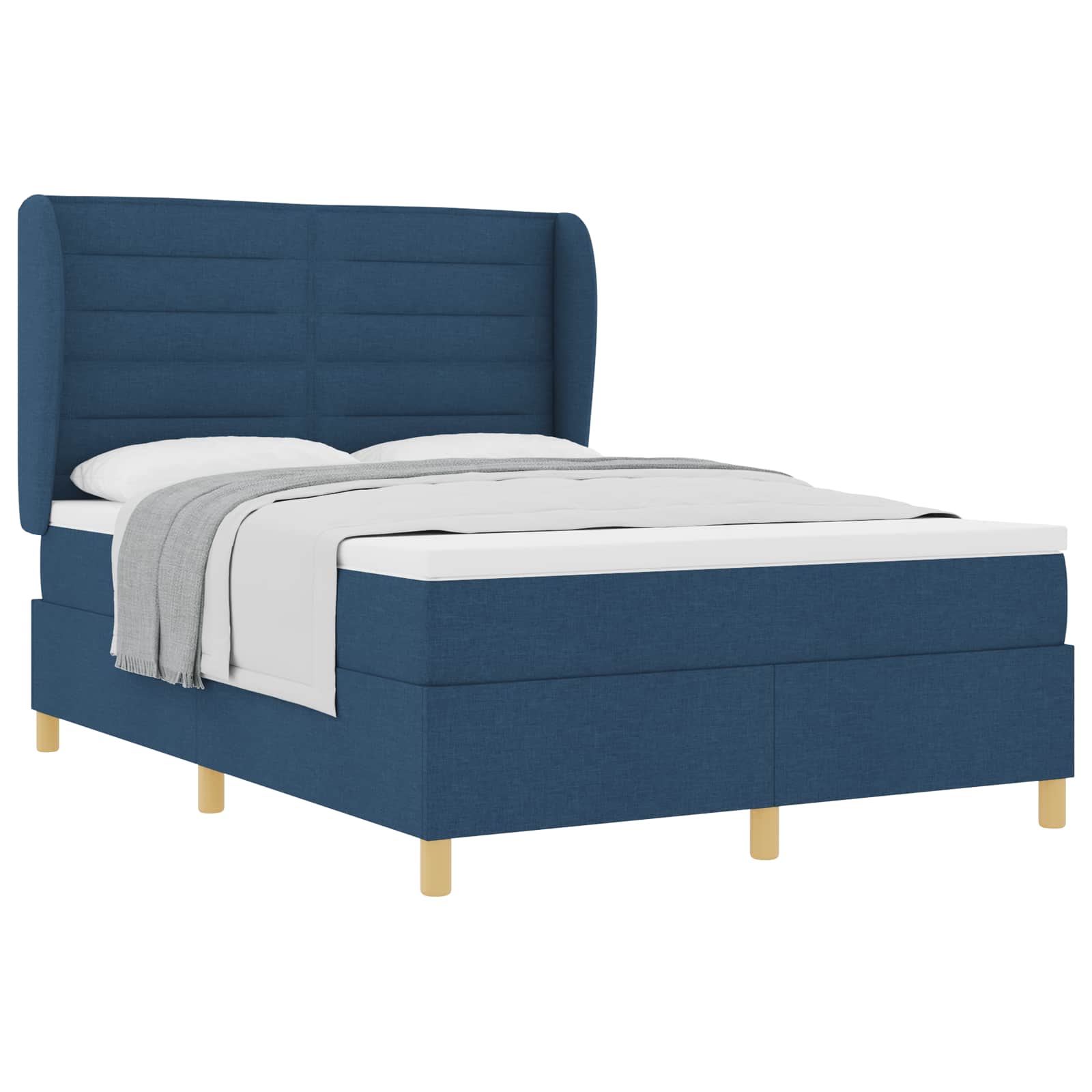 Boxspringbed met matras met hoofdeinde Blauw 200 x 160 cm Stof is nu te koop bij PeponiXL, paradijselijk wonen!