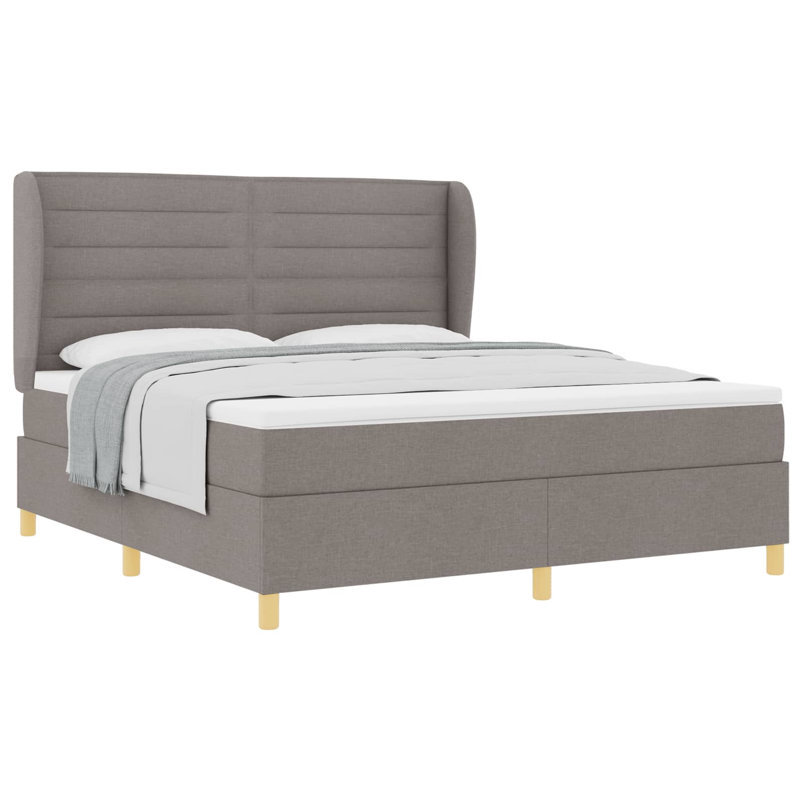 Boxspringbed met Matras Donkergrijs 90x190 cm Taupe Stof is nu te koop bij PeponiXL, paradijselijk wonen!