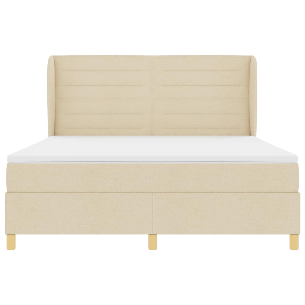 Boxspringbed met matras met hoofdeinde Crème 200 x 180 cm Stof is nu te koop bij PeponiXL, paradijselijk wonen!