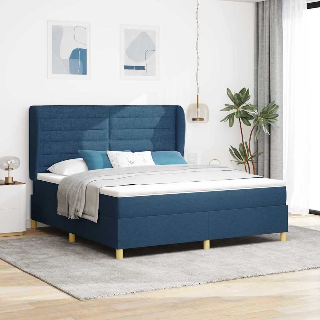 Boxspringbed met matras met hoofdeinde Blauw 200 x 180 cm Stof is nu te koop bij PeponiXL, paradijselijk wonen!