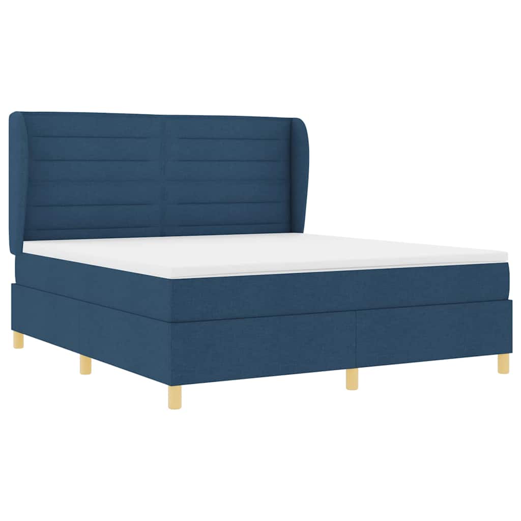 Boxspringbed met matras met hoofdeinde Blauw 200 x 180 cm Stof is nu te koop bij PeponiXL, paradijselijk wonen!