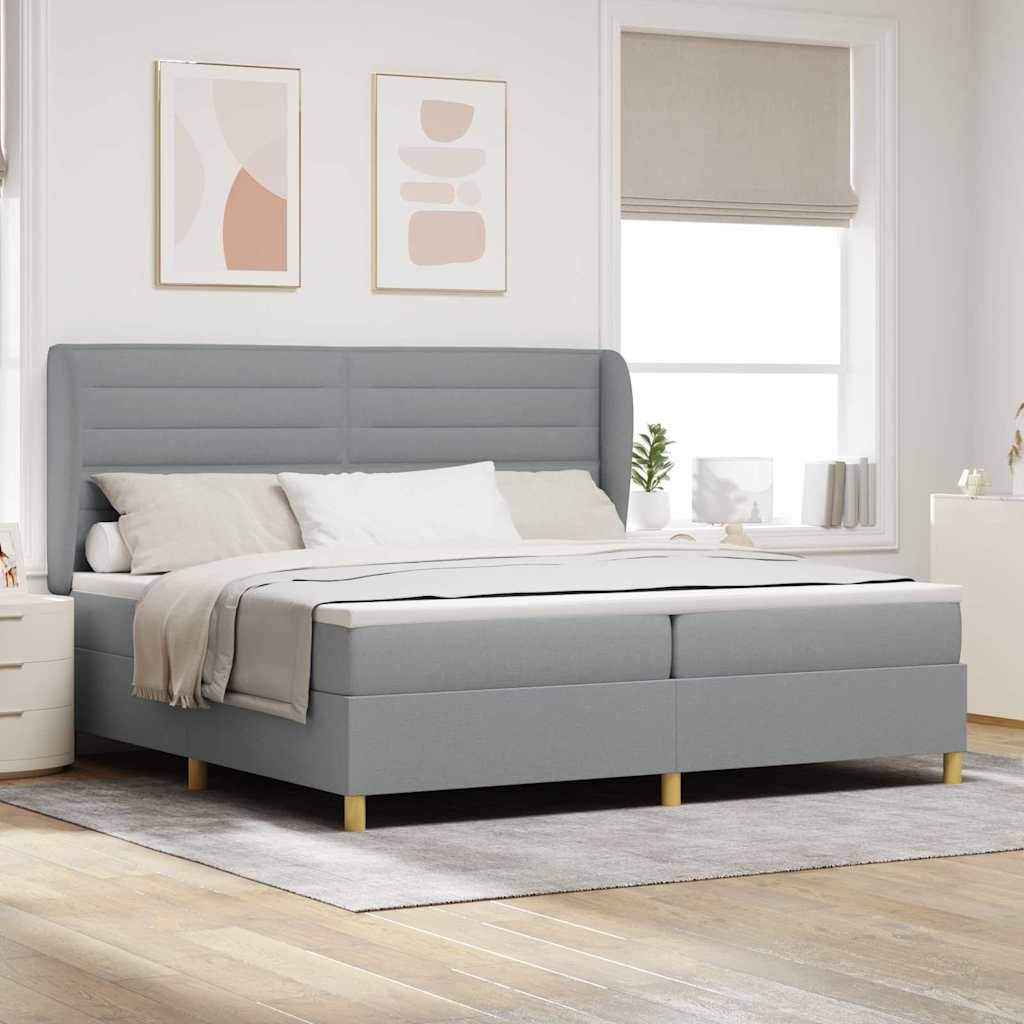 Boxspringbed met matras Lichtgrijs 200 x 200 cm Stof is nu te koop bij PeponiXL, paradijselijk wonen!