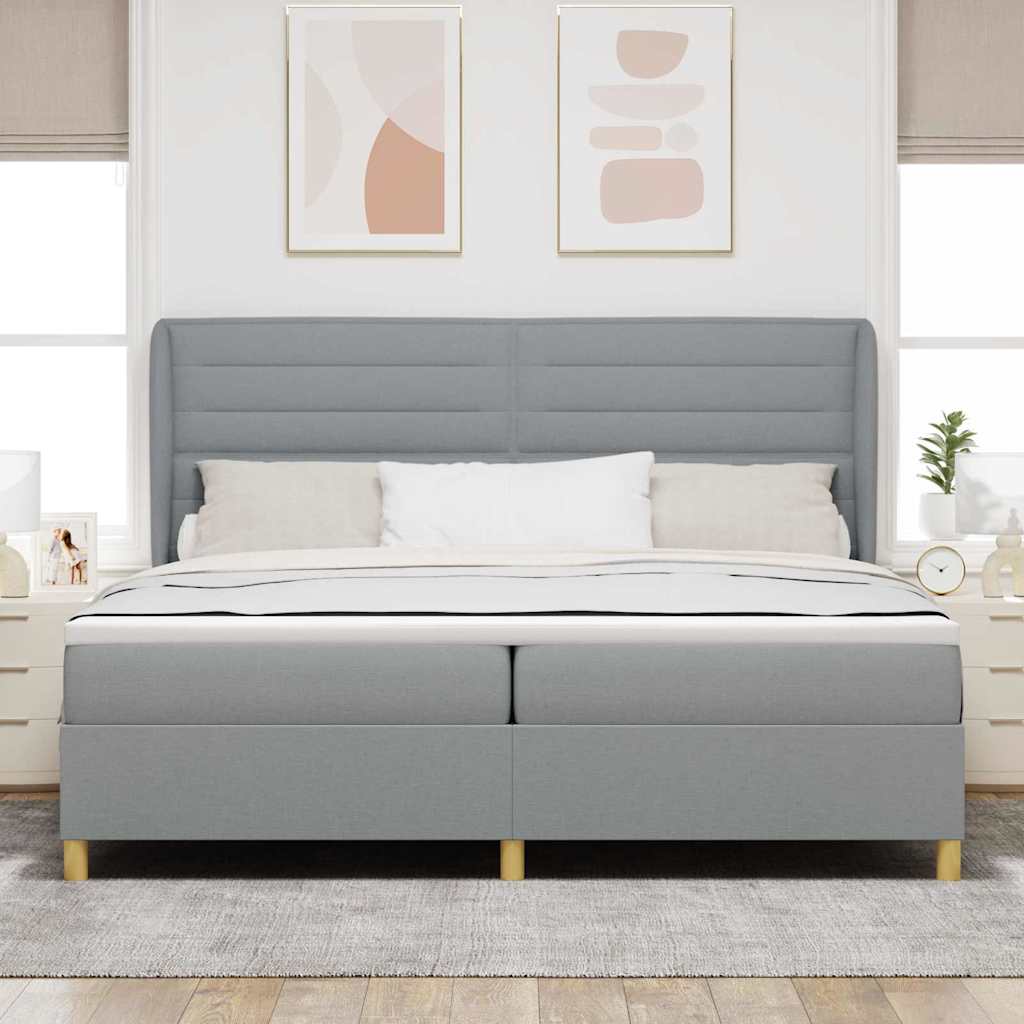Boxspringbed met matras Lichtgrijs 200 x 200 cm Stof is nu te koop bij PeponiXL, paradijselijk wonen!
