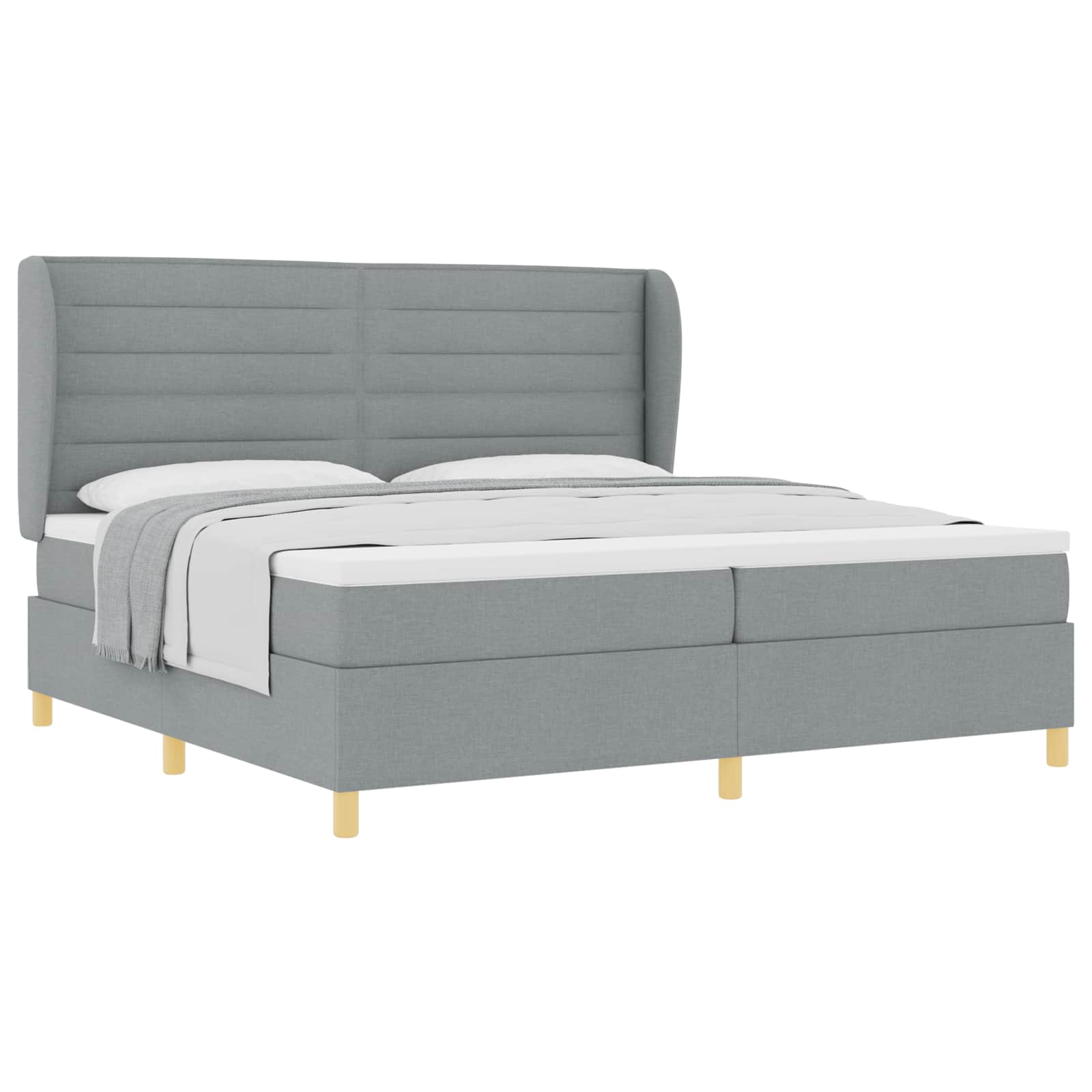 Boxspringbed met matras Lichtgrijs 200 x 200 cm Stof is nu te koop bij PeponiXL, paradijselijk wonen!