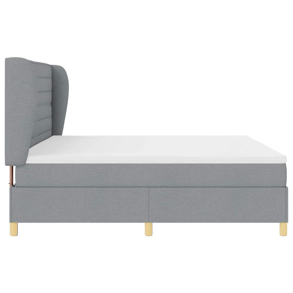 Boxspringbed met matras Lichtgrijs 200 x 200 cm Stof is nu te koop bij PeponiXL, paradijselijk wonen!