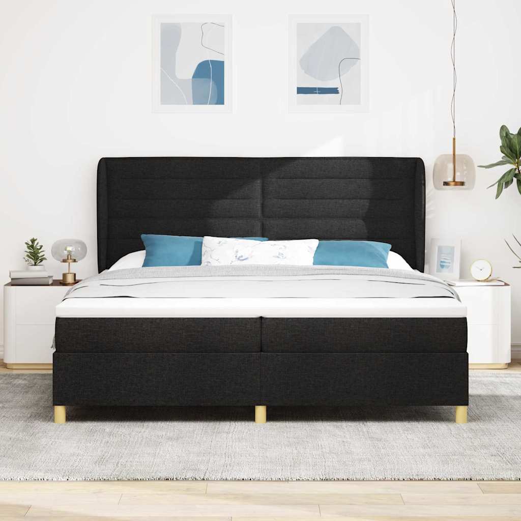 Boxspringbed met Matras Donkergrijs 90x190 cm Zwart Stof is nu te koop bij PeponiXL, paradijselijk wonen!