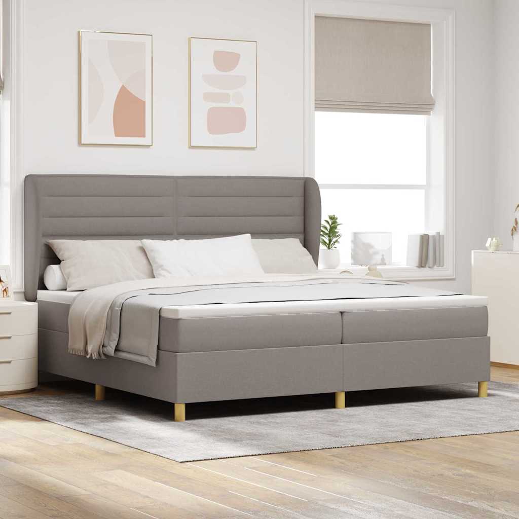 Boxspringbed met matras met hoofdeinde Taupe 200 x 200 cm Stof is nu te koop bij PeponiXL, paradijselijk wonen!