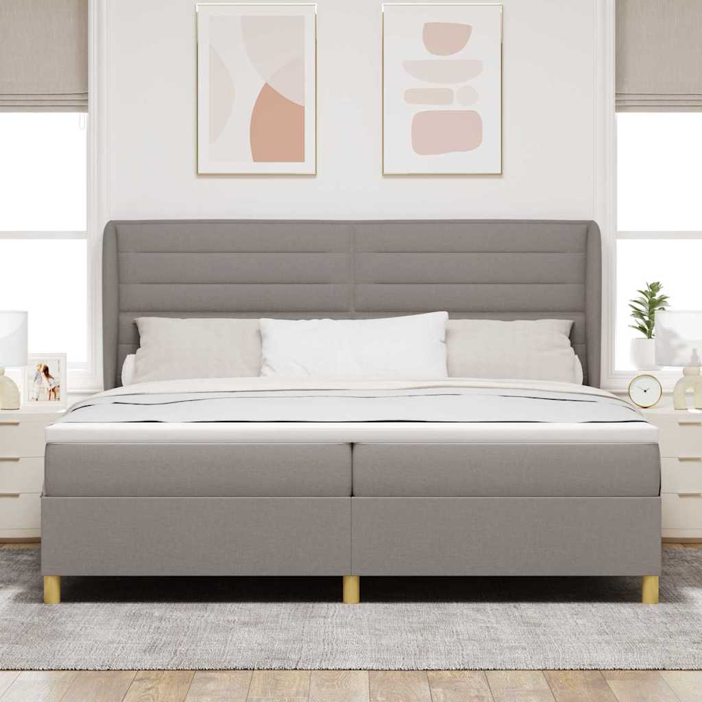 Boxspringbed met matras met hoofdeinde Taupe 200 x 200 cm Stof is nu te koop bij PeponiXL, paradijselijk wonen!